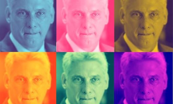 Seis rostros en varios colores de Miguel Díaz-Canel. 